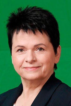 Iris Firmenich, Vizepräsidentin, dunkle kurze Haare, schwarze Bluse