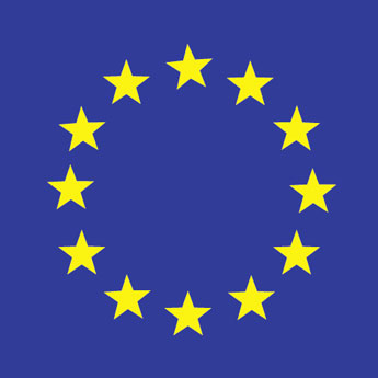 Blauer Hintergrund, gelbe Europasterne